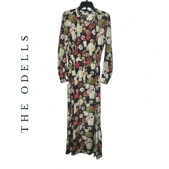1666. ANTHROPOLOGIE THE ODELLS FLORAL‎ PATTERN MULTICOLORED MAXI LENGTH DRESS - Picture 1 of 9